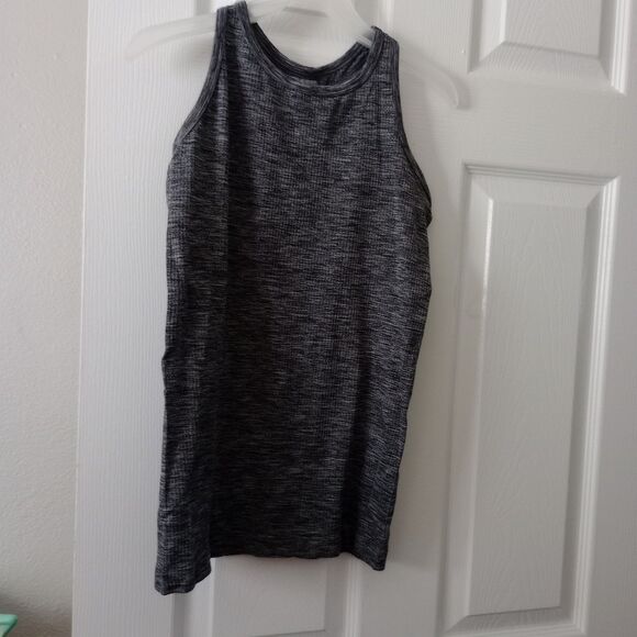 Athleta Gray SMALL Ribbed Compression Racer Back Tank Top Workout Yoga Athletic - Picture 1 of 4